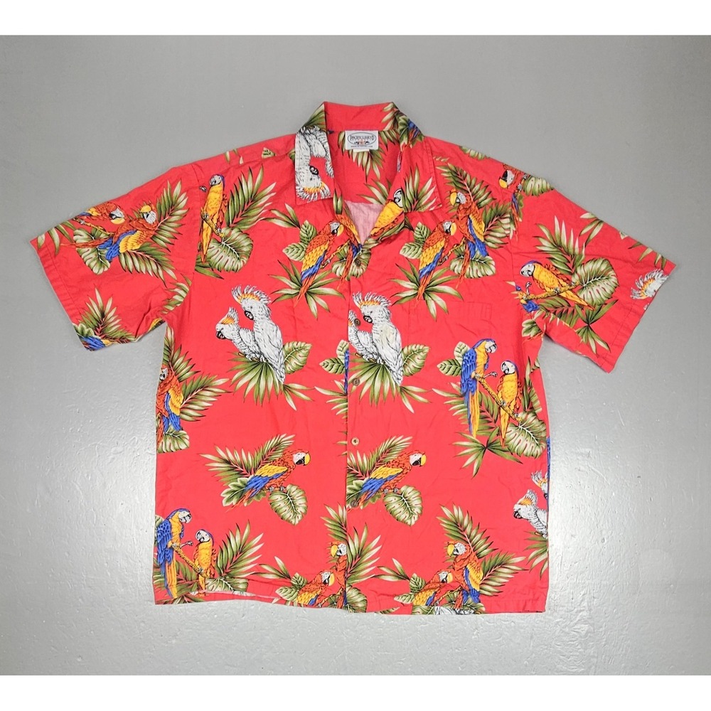 Vintage Pacific Legend Hawaiian Shirt Mens XL Red USA Made‎ Parrots Magnam PI.